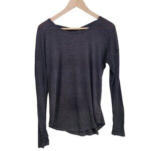 Athleta Tshirt Tee Gray Long‎ Sleeve Criss Cross Back Women's Size XXS